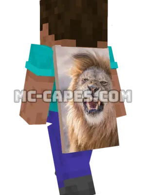 Angry Lion Minecraft cape worn on a player