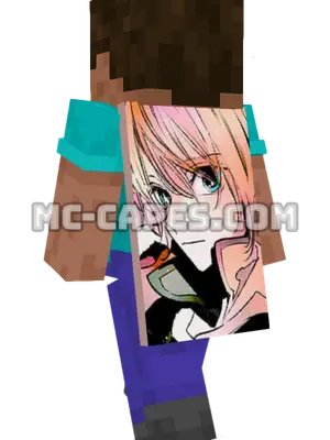 Aquamarine Hoshino Minecraft cape worn on a player