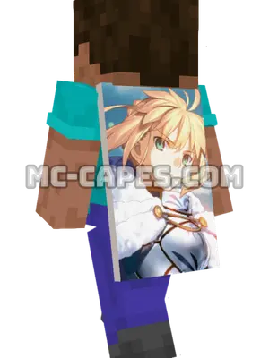Artoria Pendragon Minecraft cape worn on a player