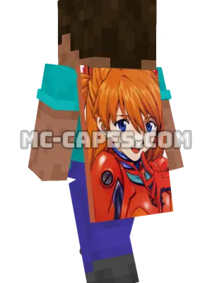 Asuka Langley Souryuu Minecraft cape worn on a player