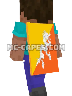 Bhutan Flag Minecraft cape worn on a player