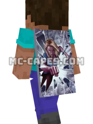 Bionic Woman Minecraft cape worn on a player
