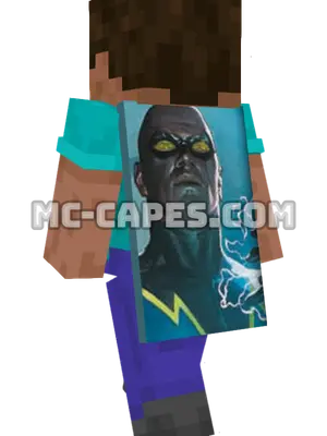 Black Lightning Minecraft cape worn on a player