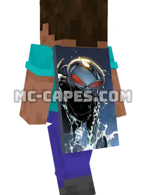 Black Manta Minecraft cape worn on a player