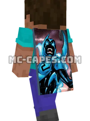 Blue Beetle III Minecraft cape worn on a player