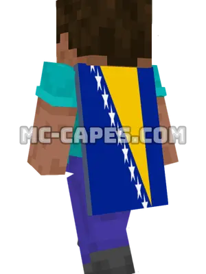 Bosnia and Herzegovina Flag Minecraft cape worn on a player