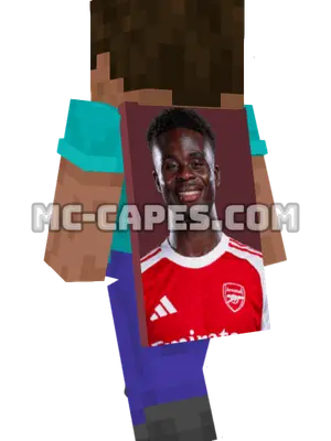 Bukayo Saka Minecraft cape worn on a player