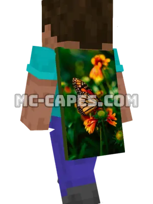 Butterfly on Flowers Minecraft cape worn on a player