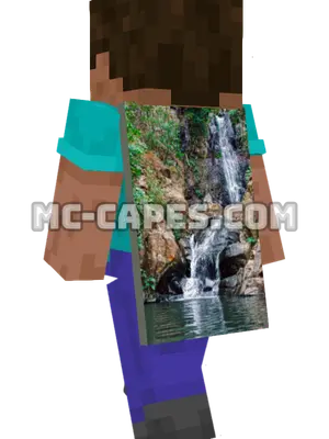 Cascading Waterfall Minecraft cape worn on a player