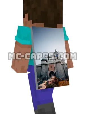 Castle Blue Turrets Minecraft cape worn on a player