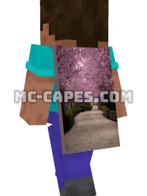 Cherry Blossom Walkway Minecraft cape worn on a player