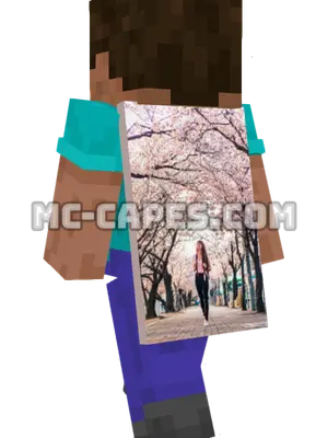 Cherry Blossoms Minecraft cape worn on a player