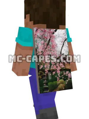 Cherry Blossoms Minecraft cape worn on a player