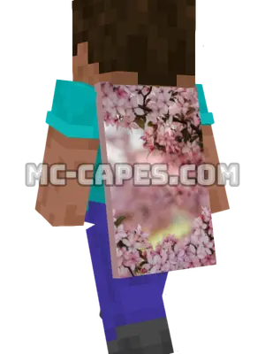 Cherry Blossoms Minecraft cape worn on a player