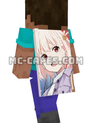 Chisato Nishikigi Minecraft cape worn on a player