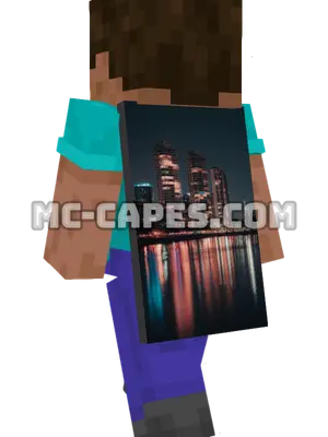 City Skyline Night Minecraft cape worn on a player