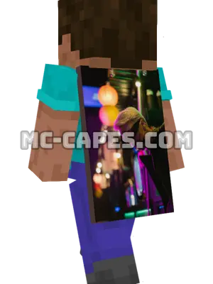 Cyberpunk Woman Neon Minecraft cape worn on a player