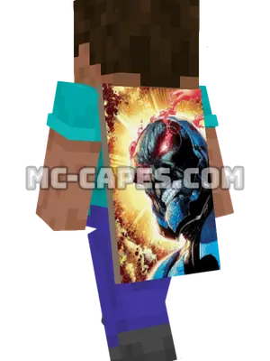 Darkseid Minecraft cape worn on a player