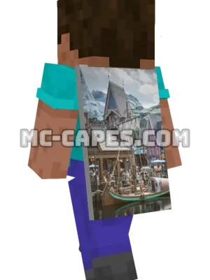 Docked Wooden Boat Minecraft cape worn on a player