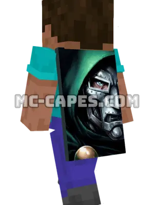 Doctor Doom Minecraft cape worn on a player