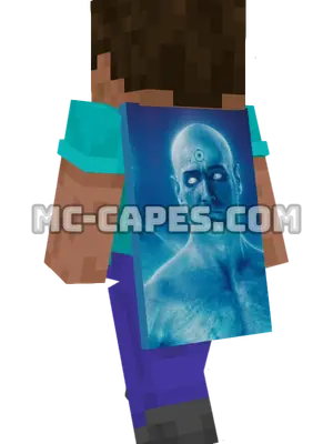 Dr Manhattan Minecraft cape worn on a player