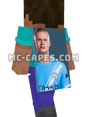 Erling Haaland Minecraft cape worn on a player