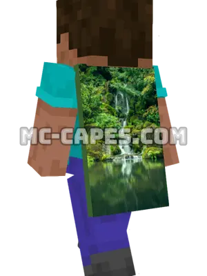 Forest Waterfall Minecraft cape worn on a player