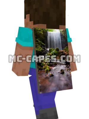 Forest Waterfall Minecraft cape worn on a player