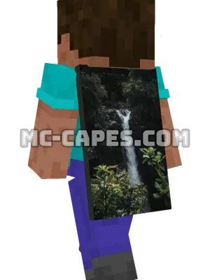 Forest Waterfall Minecraft cape worn on a player