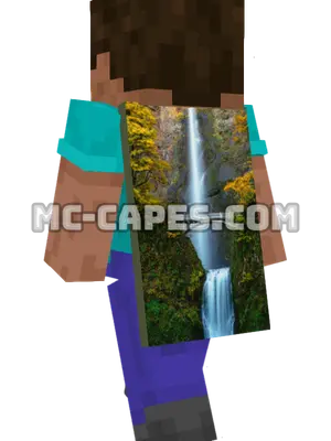 Forest Waterfall Minecraft cape worn on a player