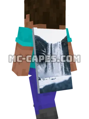 Frozen Waterfall Minecraft cape worn on a player