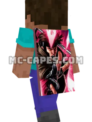Gambit Minecraft cape worn on a player
