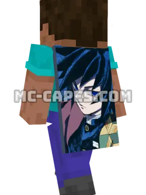 Giyuu Tomioka Minecraft cape worn on a player