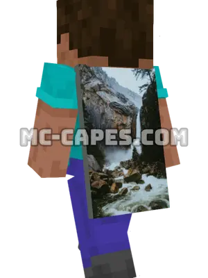 Granite Cliff Waterfall Minecraft cape worn on a player