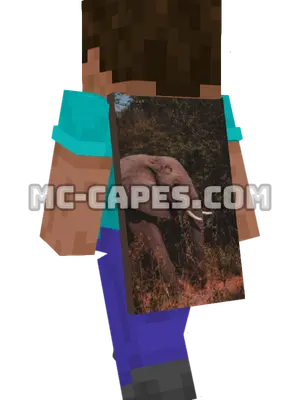 Grazing Elephant Minecraft cape worn on a player