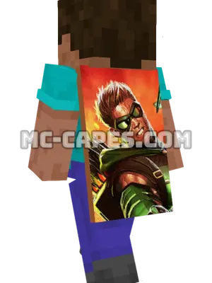 Green Arrow Minecraft cape worn on a player