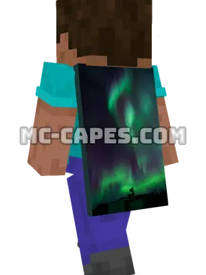 Green Purple Aurora Minecraft cape worn on a player
