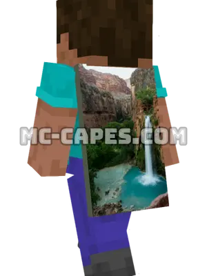 Green Waterfalls Minecraft cape worn on a player