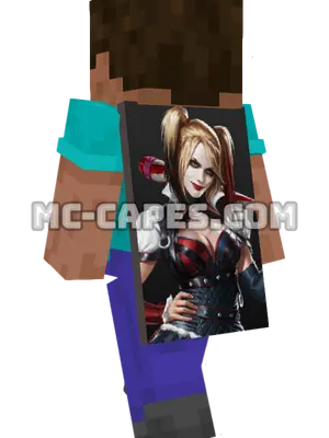 Harley Quinn Minecraft cape worn on a player