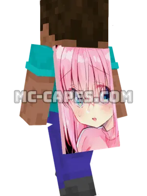 Hitori Gotou Minecraft cape worn on a player