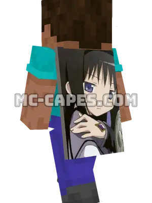 Homura Akemi Minecraft cape worn on a player