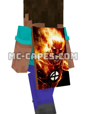 Human Torch Minecraft cape worn on a player