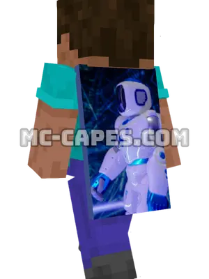 Humanoid Robot Minecraft cape worn on a player