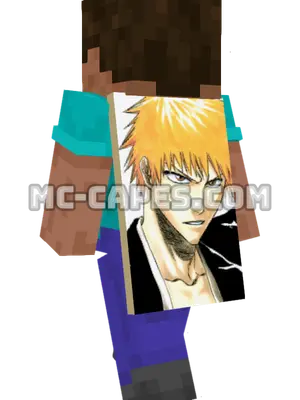 Ichigo Kurosaki Minecraft cape worn on a player