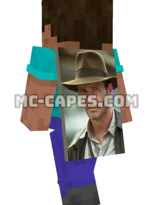 Indiana Jones Minecraft cape worn on a player