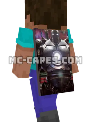 Iron Monger Minecraft cape worn on a player