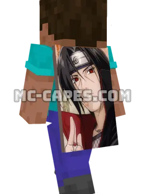 Itachi Uchiha Minecraft cape worn on a player