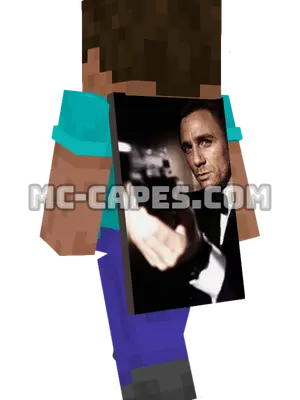 James Bond Minecraft cape worn on a player