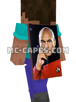 Jean-Luc Picard Minecraft cape worn on a player