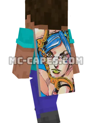 Jolyne Kuujou Minecraft cape worn on a player